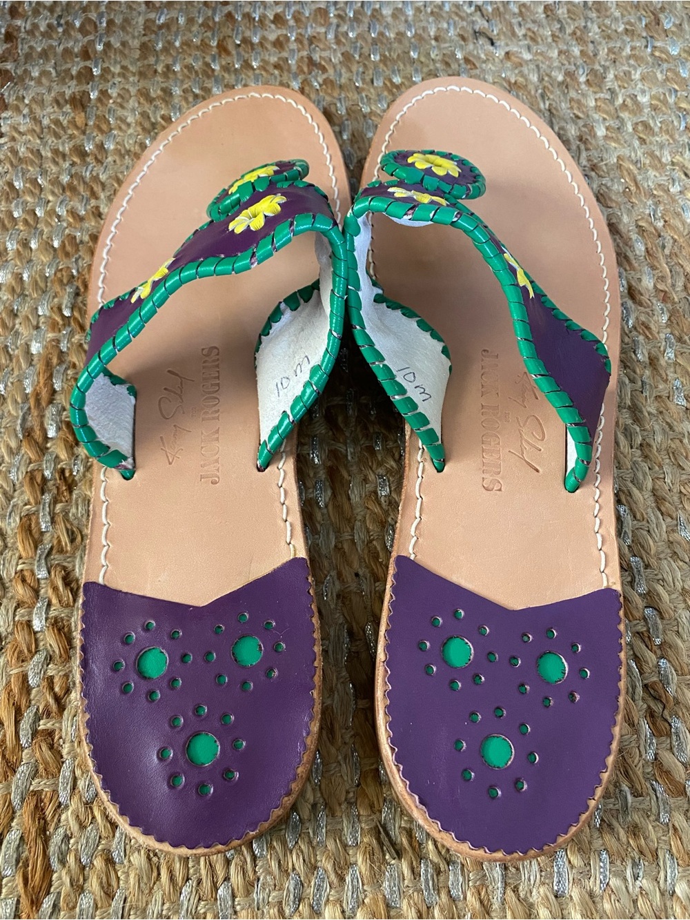 Rare Jack Rogers x Kenny Scharf Limited Edition Daisy Sandal Purple Green 10M - Picture 3 of 10
